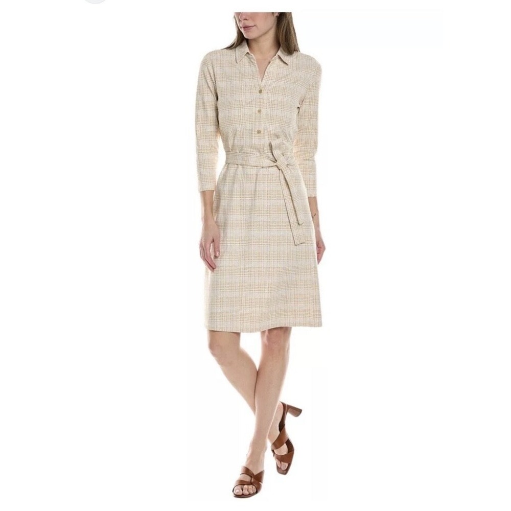 J. McLaughlin Calla Shirt Dress Tan Plaid Catalina Cloth